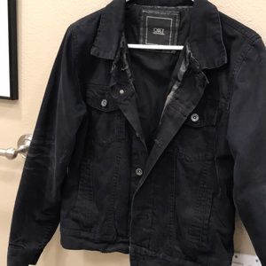 Obey - Distressed Heavy black denim jacket Sz S